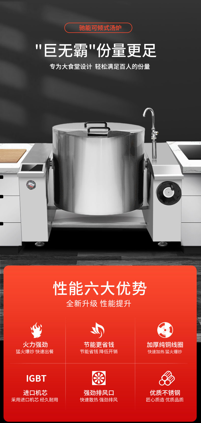 馳能可傾式湯爐六大性能