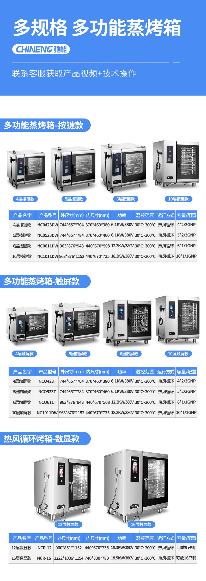 商用蒸烤箱規(guī)格參數(shù)表