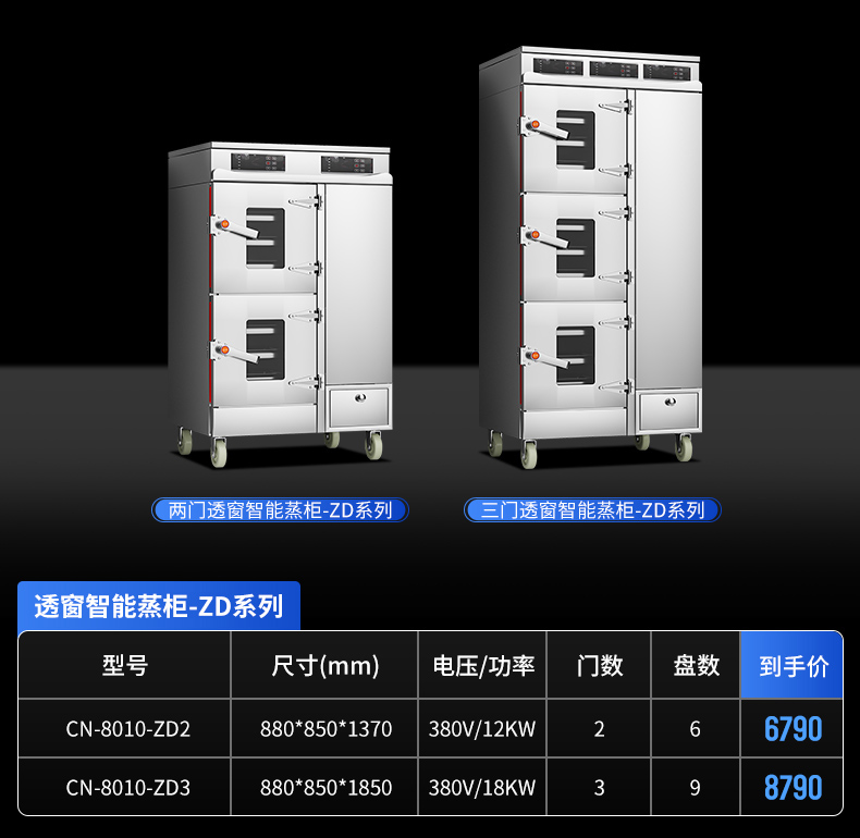 三門透窗蒸柜參數(shù)表