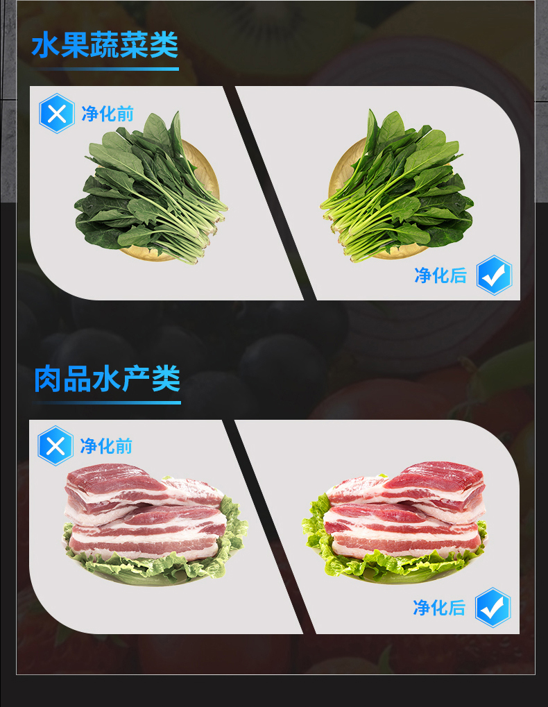 水觸媒洗菜機(jī)清洗效果檢測