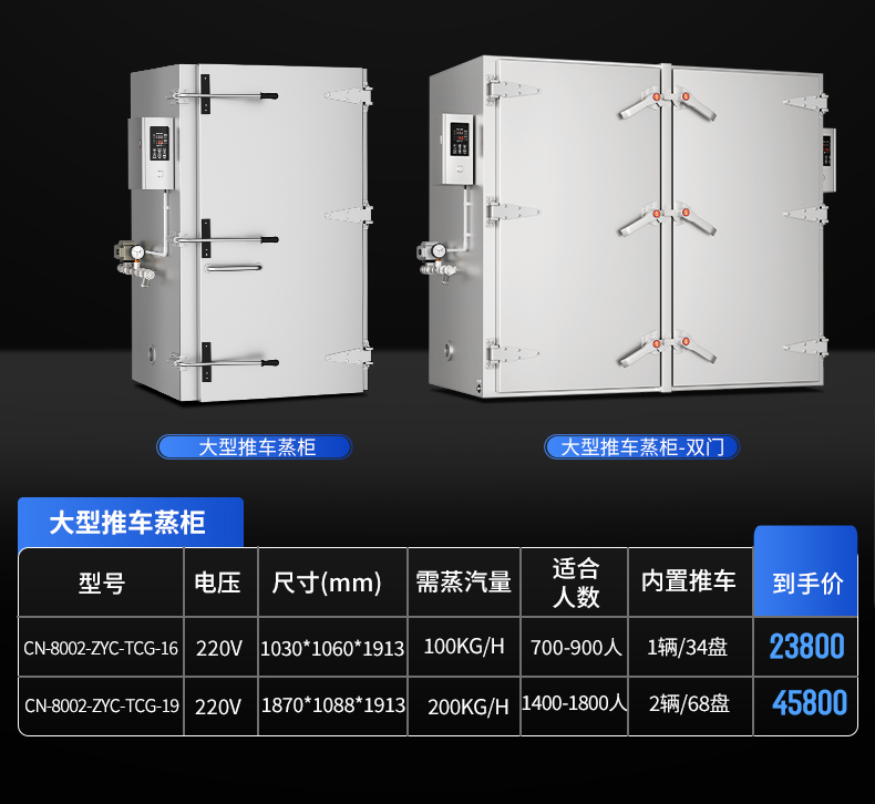 推車式蒸柜參數(shù)表