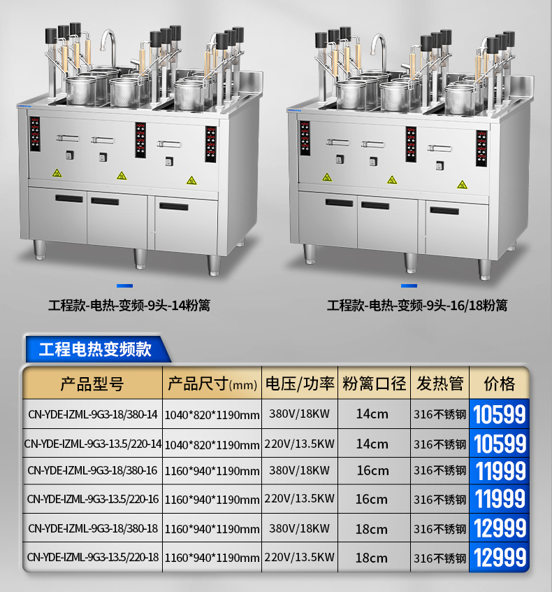 升降煮面爐參數(shù)表