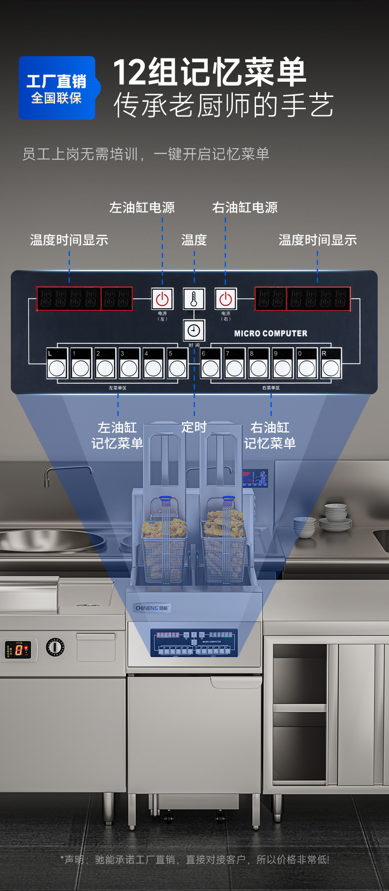 自動升降炸爐12組菜單記憶功能