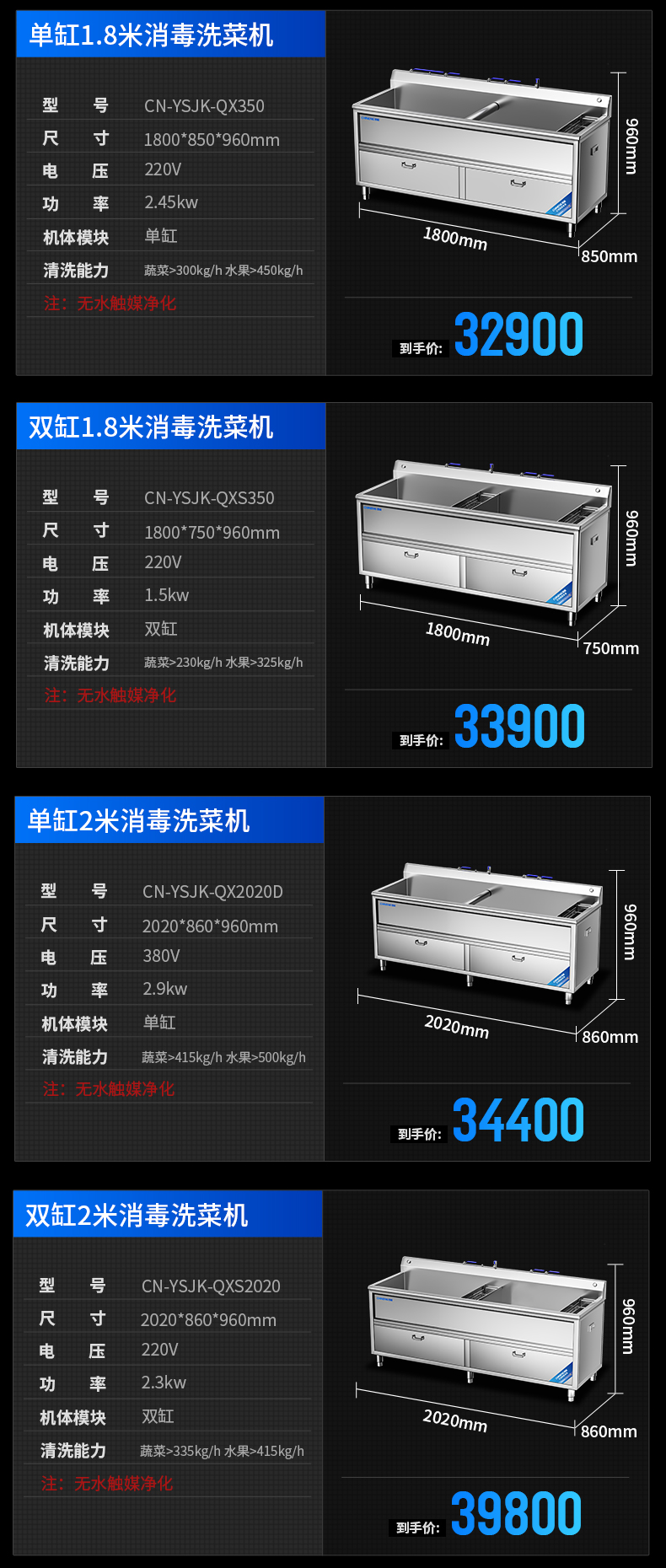 水觸媒洗菜機(jī)參數(shù)表